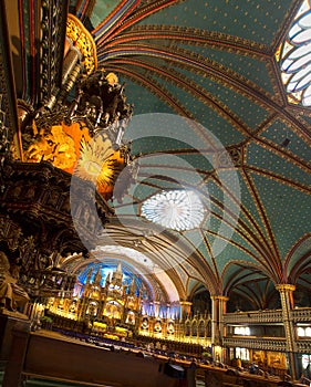 The notre dame basillica in Montreal