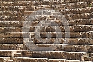 Angled view of stiars and seating of amphiteather of Beit She`an