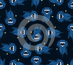 Angler background. Deep sea fish pattern seamless. vector texture