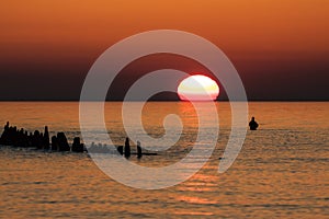 Angler on the Baltic Sea coast