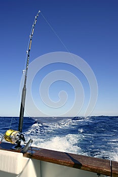 Angler boat big game fishing in saltwater