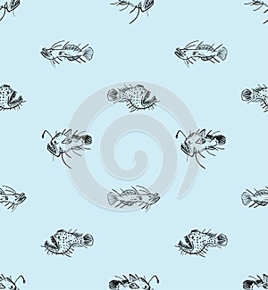 Angler Deep sea fish pattern seamless. Deep-sea fish background