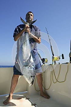 Angler fihing big game bluefin tuna