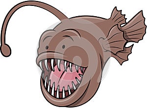 Angler Fish Cartoon Color Illustration