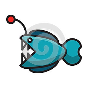 angler fish color icon logo vecto,