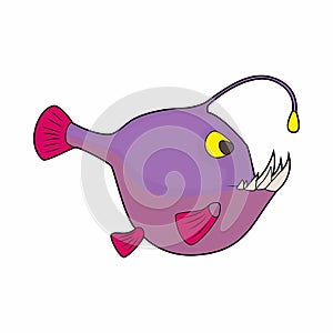 Angler fish. icon in cartoon style