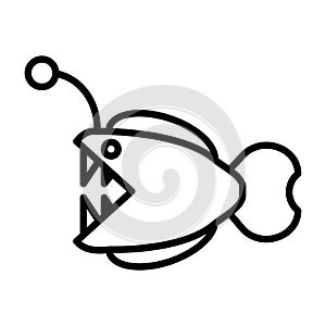 angler fish line art icon logo vecto,