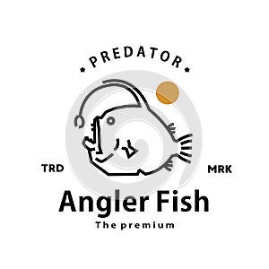 angler fish logo vector outline monoline art icon