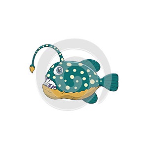 Angler fish, sea, tropical, aquarium fish. Colorful cartoon character