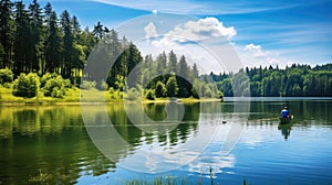 angler fishing on lake