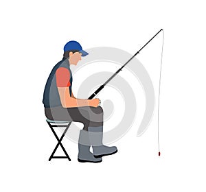 Angler with Fishing Tackle Waiting for Fish Poster photo