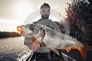 Angler holds big Carp fish