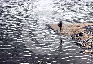 Angler at sunset