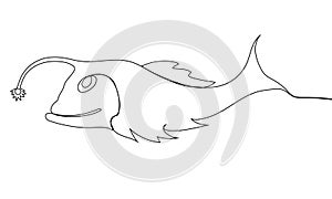 Anglerfish line vector illustration