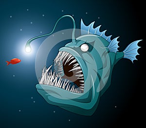 Anglerfish mouth on dark background
