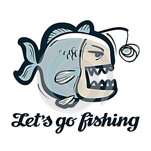 Anglerfish vector logo. fishing, angling or fish icon photo