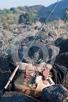 Anglers bag with a rod