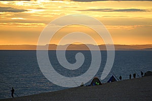 Anglers on Chesil Bank