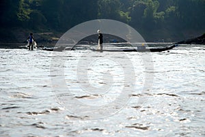 Anglers working on the Mekong River