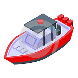 Angling vessel icon isometric vector. Aquatic expedition boat