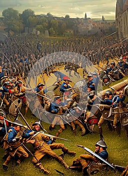 Anglo-French War ca 1214. Fictional Battle Depiction. Generative AI.