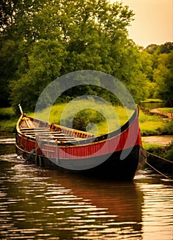 Anglo Saxon river barge on the wate