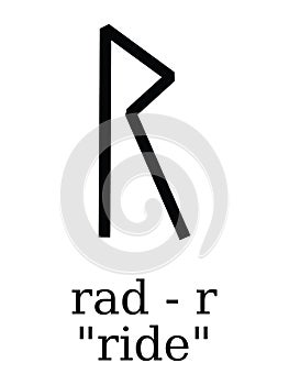 Futhorc Runes Letter of Rad R photo