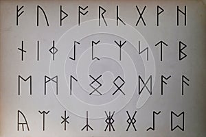 Anglo-Saxon runes printed on paper