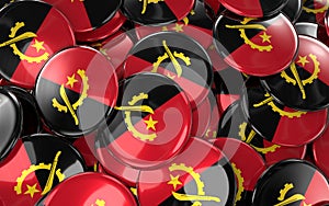 Angola Badges Background - Pile of Angolan Flag Buttons.