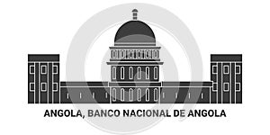 Angola, Banco Nacional De Angola, travel landmark vector illustration