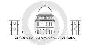 Angola, Banco Nacional De Angola, travel landmark vector illustration