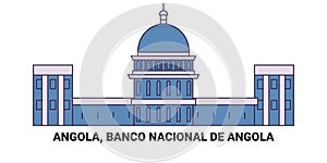 Angola, Banco Nacional De Angola, travel landmark vector illustration