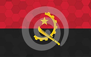 Angola flag illustration. Futuristic Angolan flag graphic with abstract hexagon background vector. Angola national flag symbolizes