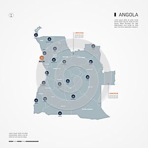 Angola infographic map vector illustration.
