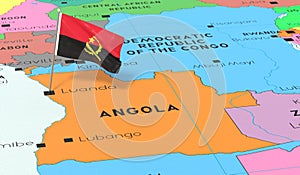 Angola, Luanda - national flag pinned on political map