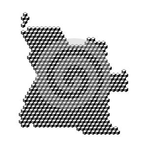 Angola map from 3D black cubes isometric abstract concept, square pattern, angular geometric shape. Vector illustration