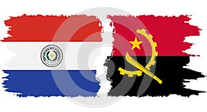 Angola and Paraguay grunge flags connection vector