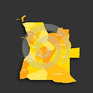 Angola political map of administrative divisions