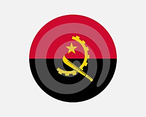 Angola Round Country Flag. Circular Angolan National Flag