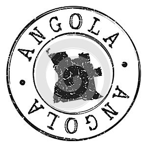 Angola Silhouette Postal Passport Stamp Round Vector Icon Seal Badge.