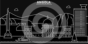 Angola silhouette skyline. Angola vector city, angolan linear architecture, buildingline travel illustration