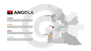 Angola vector map infographic template. Slide presentation. Global business marketing concept. Color country. World