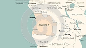 Angola on the world map