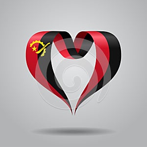 Angolan flag heart-shaped ribbon. Vector illustration.