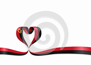 Angolan flag heart-shaped ribbon. Vector illustration.