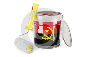 Angolan flag on the paint can, 3D rendering