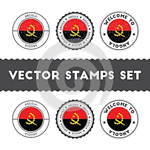 Angolan flag rubber stamps set.