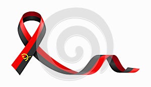 Angolan flag stripe ribbon wavy background layout. Vector illustration.