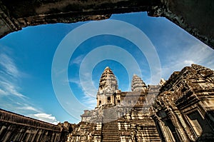 Angor Wat in a blue sky background