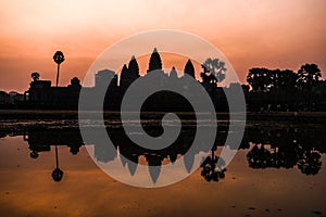 Angor Wat temple in Siem Reap, Cambodia at sunrise